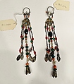 Earring, One of a Pair, Silver, gold, coral, seed pearls, imitation stone